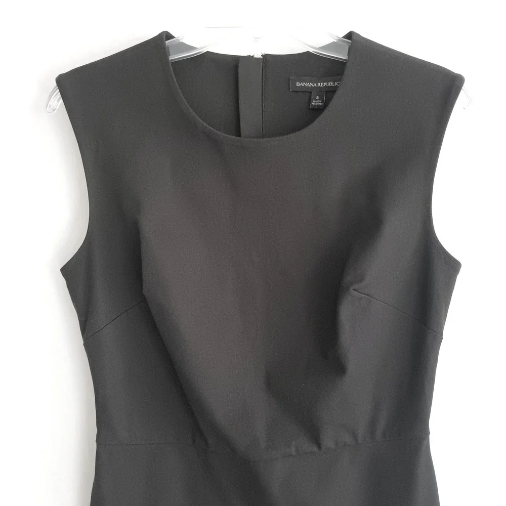 Banana Republic Envelope Dress Womens 8 Black Excellent Sleeveless Sheath 506673